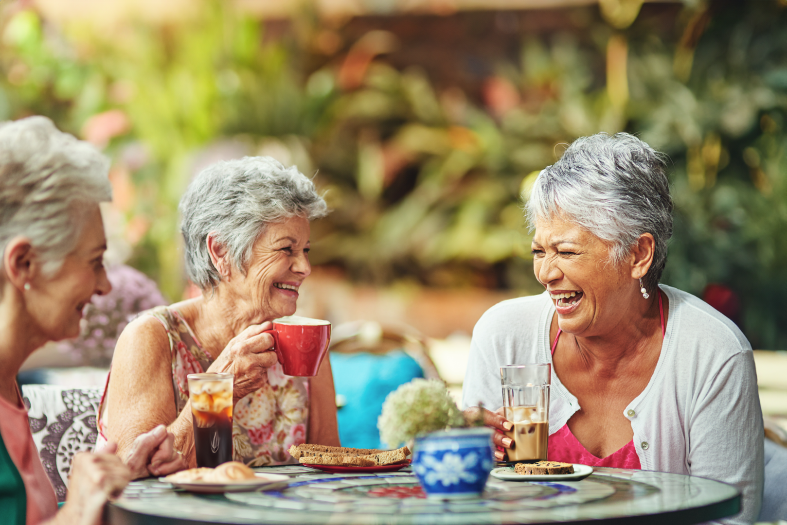 two women sitting at a table